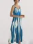 Blue Abstract Print Maxi Dress