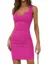 Fuchsia Split Neckline Bodycon Dress