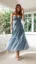 Blue Spaghetti Strap Tiered Dress