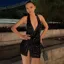 Solid Backless Deep Slit Mini Dress
