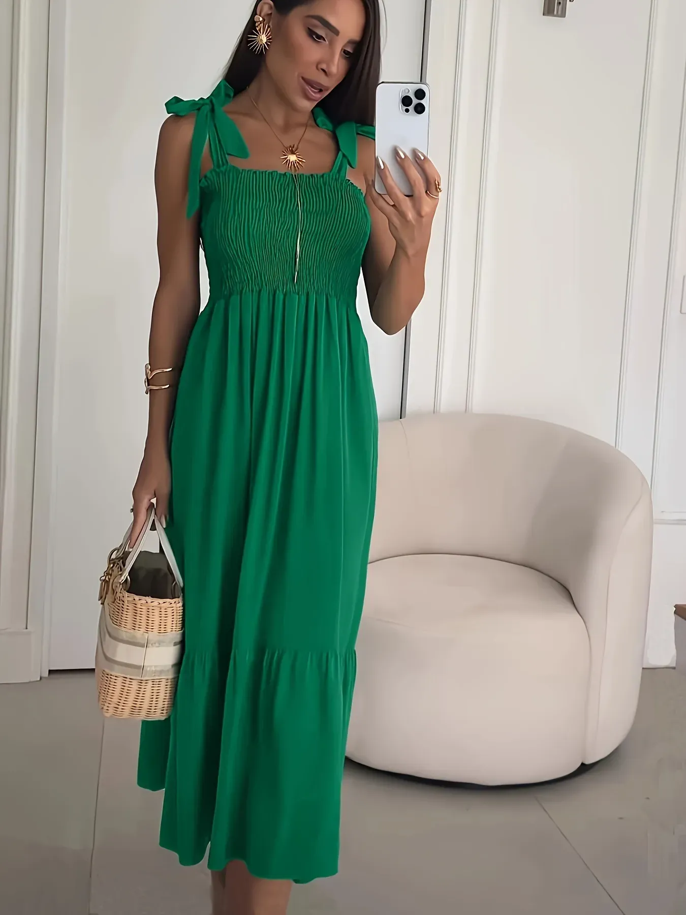 Sea Green Fit & Flare Midi Dress
