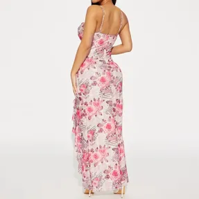 Light Pink Floral Maxi Dress - NEWME