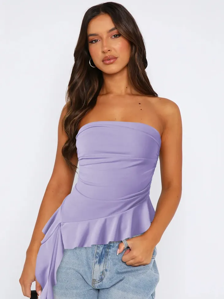 Lavender Flounce Detail Tube Top - Image 1