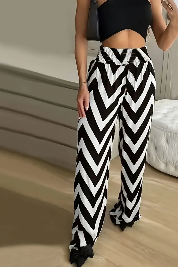 Black Chevron Parallel Trousers - Image 1