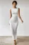 White Boat Neck Ruched Bodycon Dress