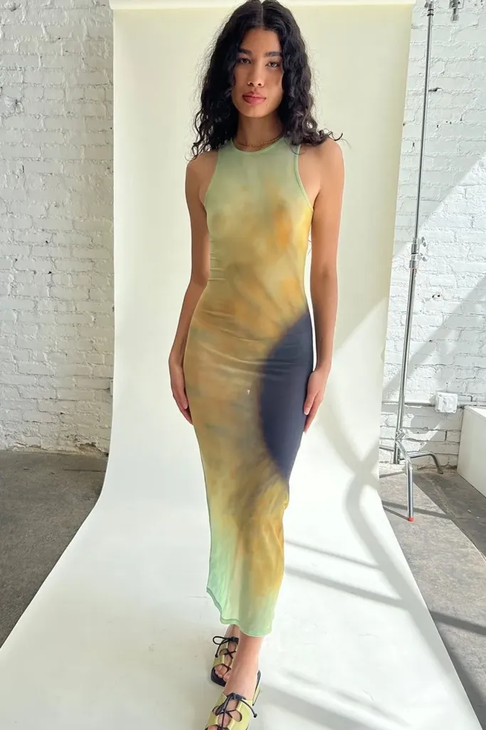 Multi Tie Dye Printed Hip Wrapped Dress - Image 1