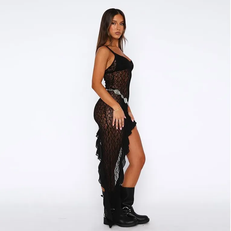❤️新品❤️Be Mine Back Lace-Up Mini Dress Black Lace Mini Dress - NEWME