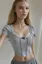 Grey Scoop Neck Fitted Crop Top