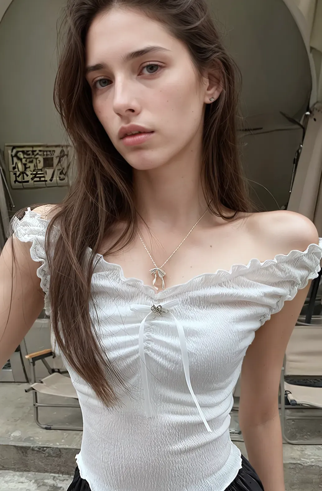 White Solid Off Shoulder Top - NEWME