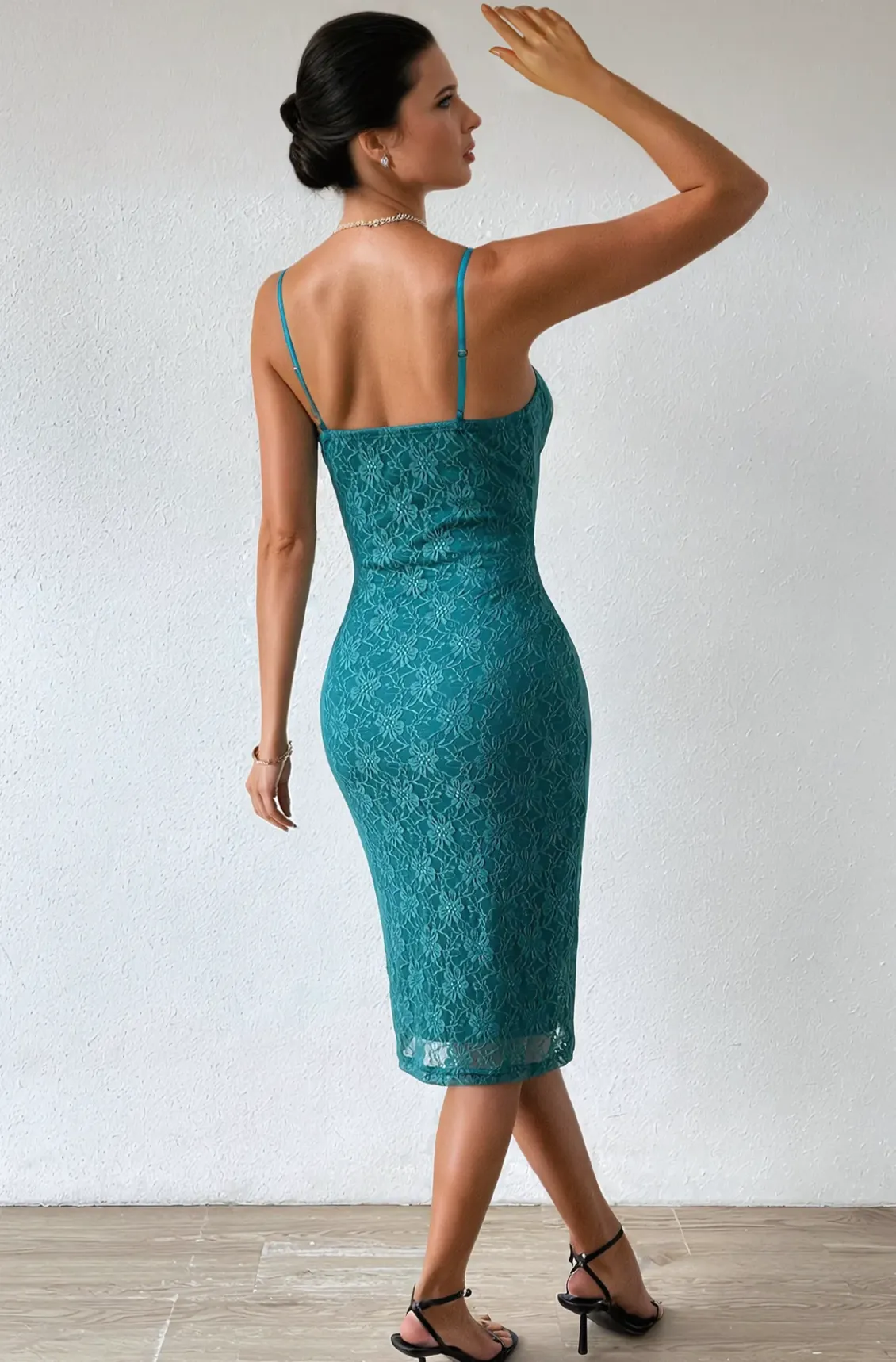 Turquoise Lace Midi Dress - NEWME