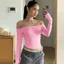 Pink Solid Off Shoulder Top