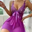 Purple Solid V-Neck A-Line Babydoll