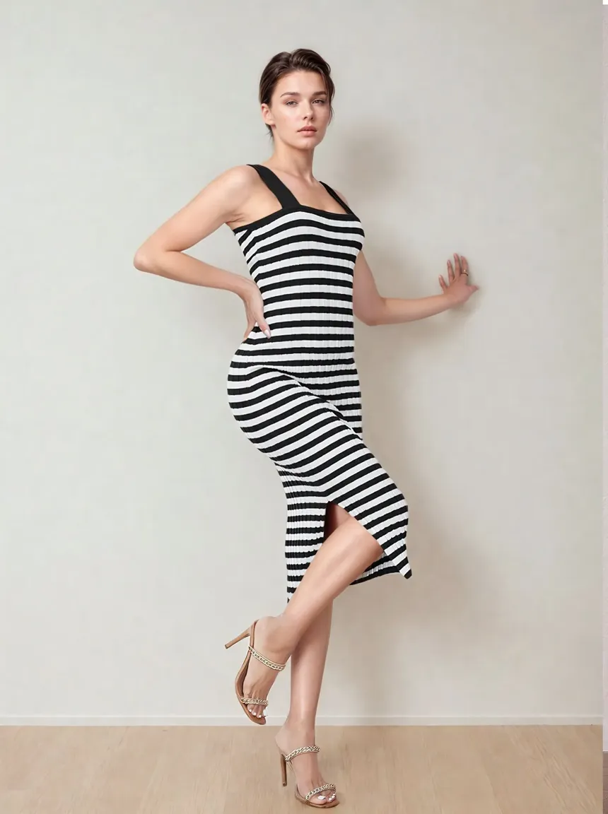 black striped bodycon dress Sandy Modern Stripes Bodycon Mini Dress