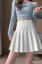White Solid Box Pleated Skirt
