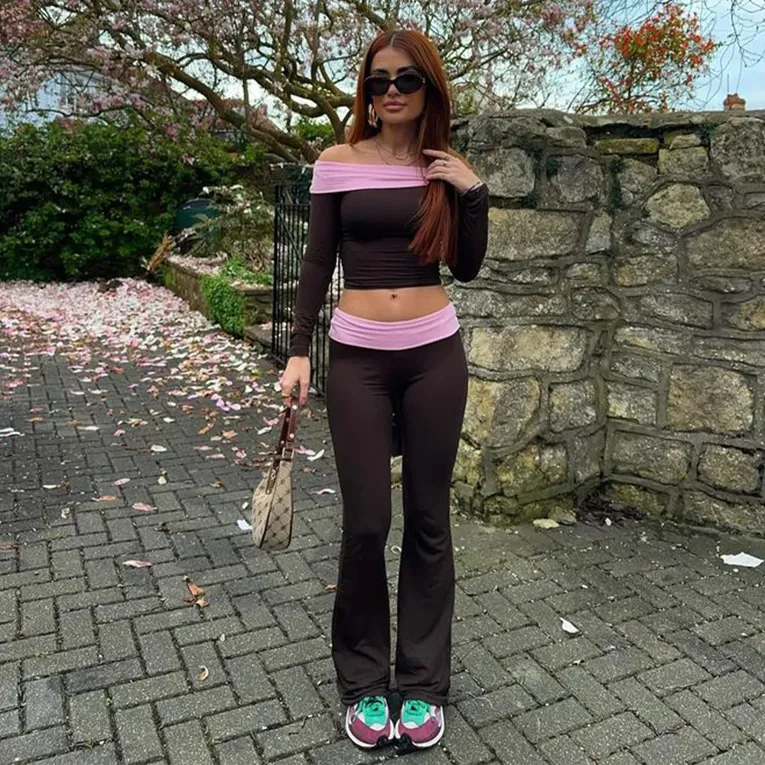 Dark Brown Color Block Co Ord Set - Image 1