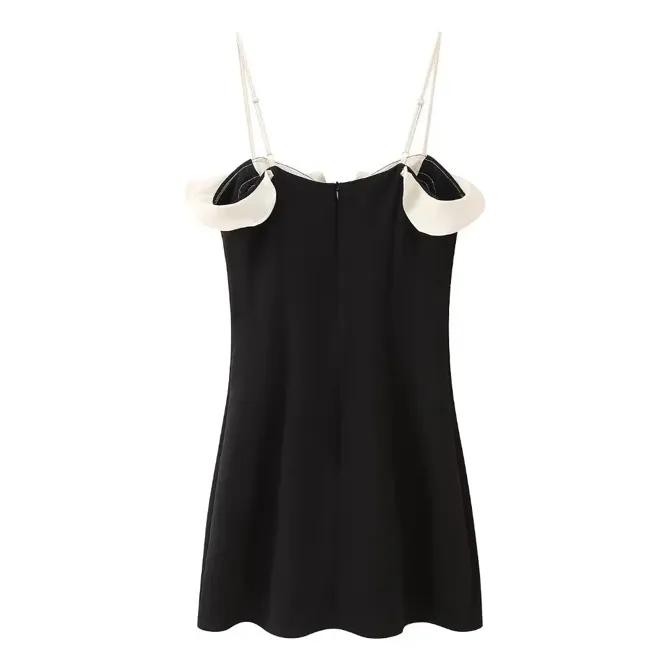 Black Color Block Line Mini Dress - NEWME