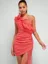 Coral Ruffle One Shoulder Mini Dress