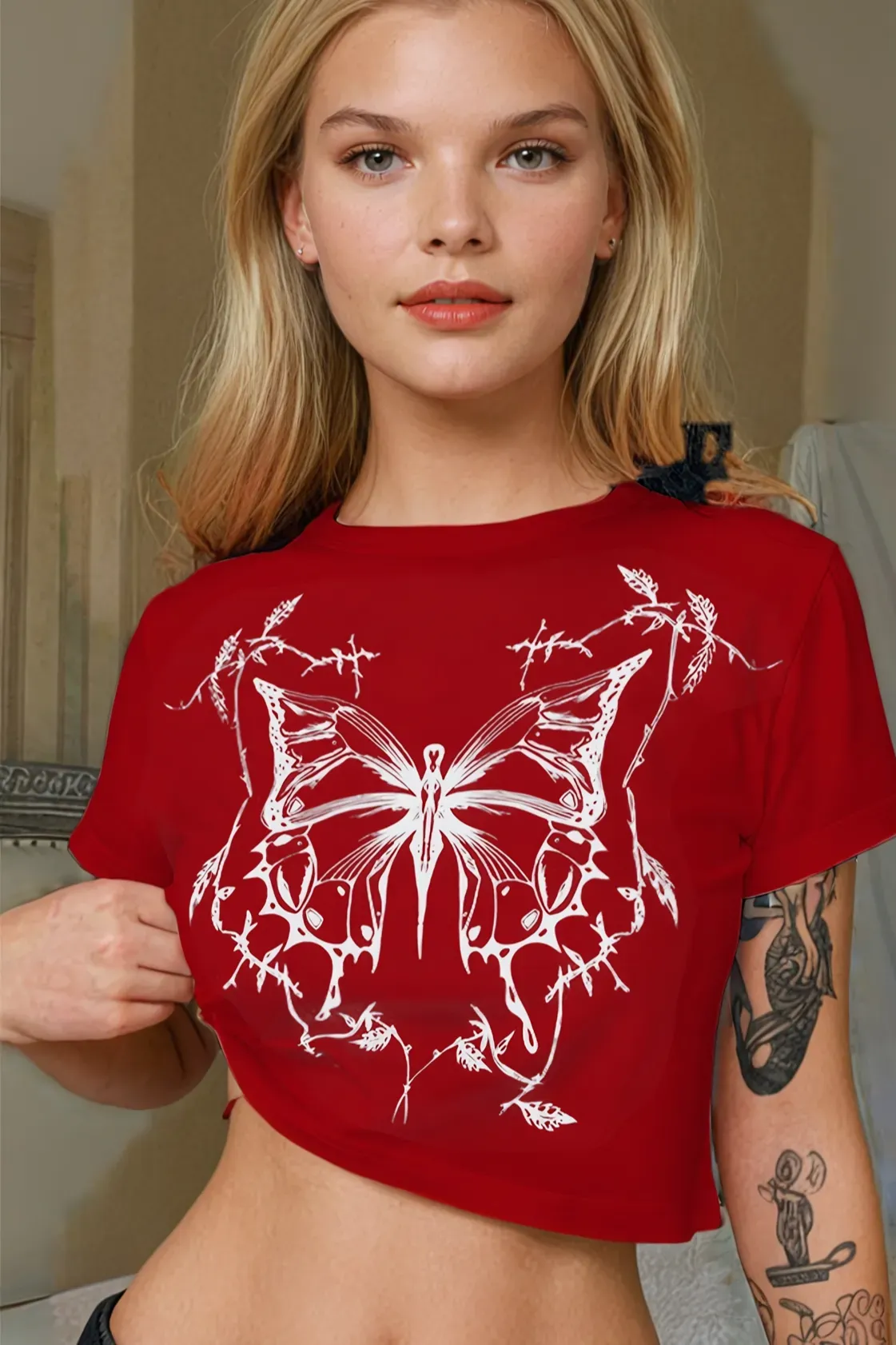 Guitar Graphic Round Neck Short Sleeve T-Shirt