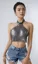 Silver Metallic Halter Crop Top