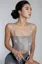 Silver Metallic Square Neckline Crop Top