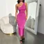 Fuchsia Textured One Shoulder Maxi Dress