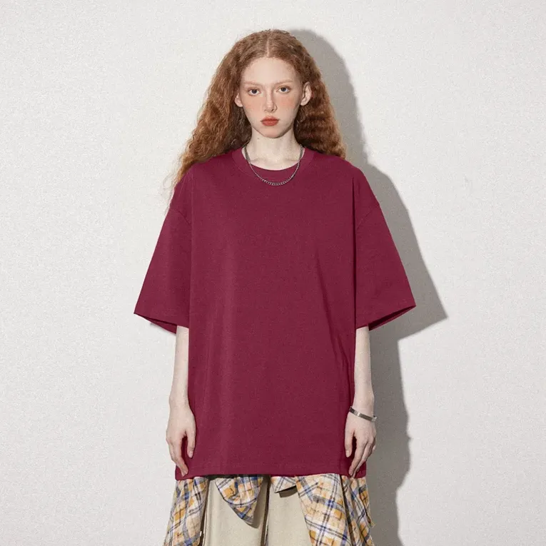 Burgundy Solid Oversized Tshirt - Image 1