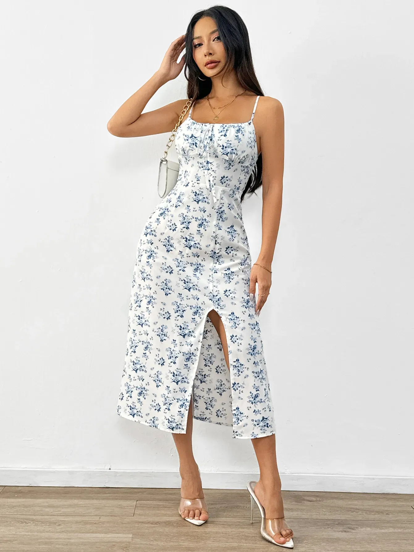 White Floral Midi Dress - NEWME