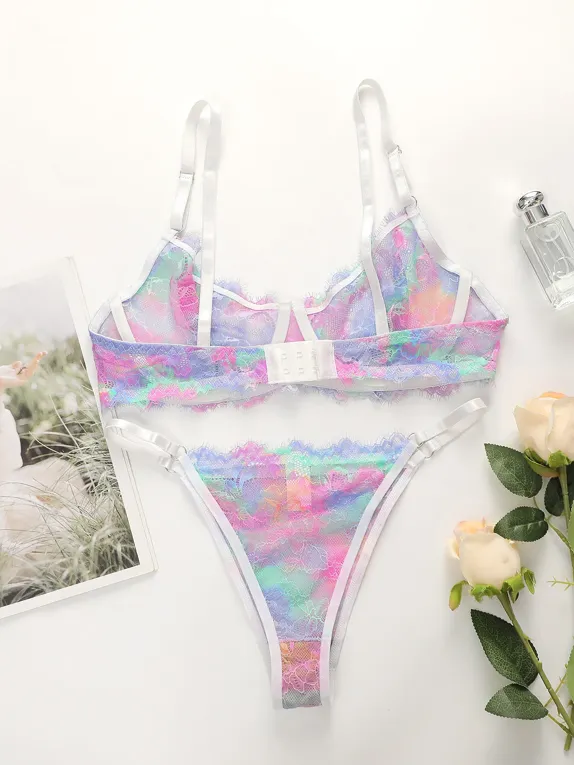 Multi Lace Half-Coverage wired Matching Set - NEWME