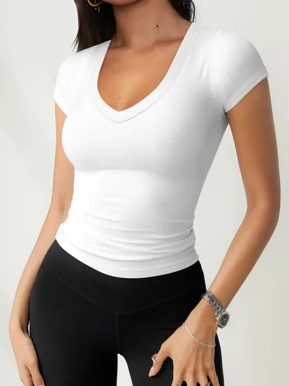 modest rib top / white