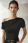 Black Solid One Shoulder Top