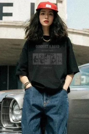 Black Graphic Oversized Tshirt - Image 1