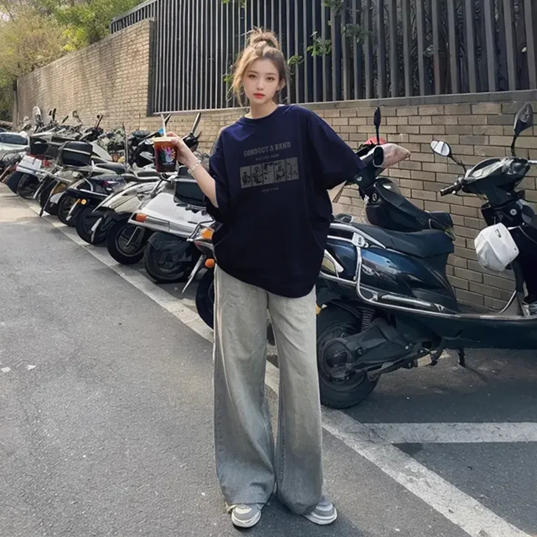 Navy Graphic Oversized Tshirt - Image 1