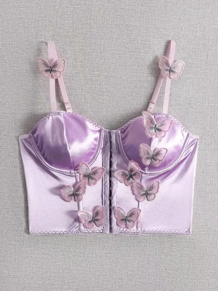 Lavender Butterfly Applique Corset Top - Image 1