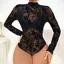 Black Floral High Neck Sheer Bodysuit