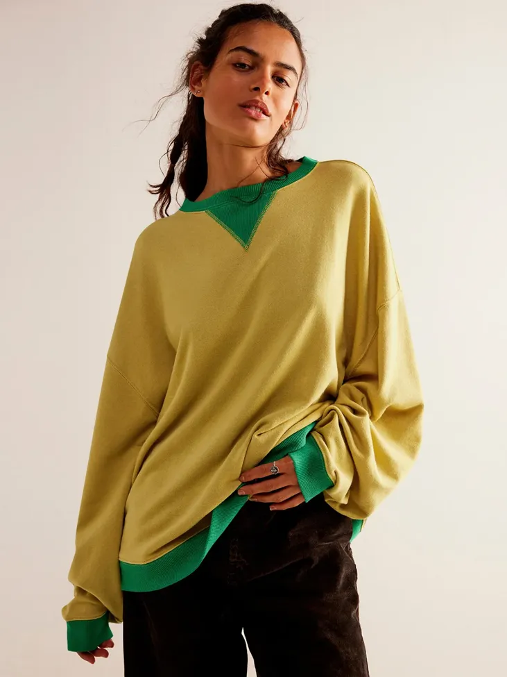 Mustard Color Blocked Sweatshirt - Image 1