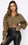 Brown Solid Tie Up Crop Shirt