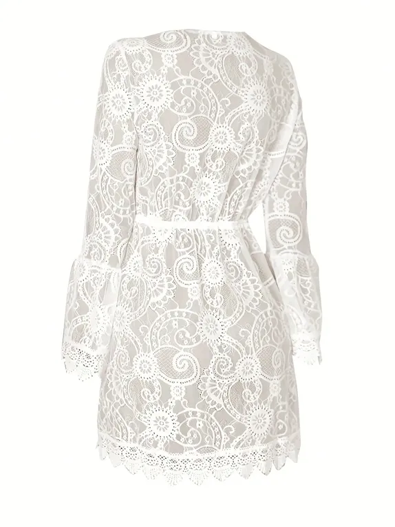 ワンピース laube blanc Pin-tuck Lace Mini Dress Pin-tuck Lace Mini Dress – L'AUBE BLANC
