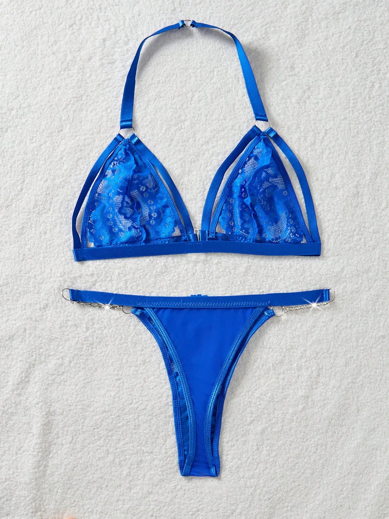 Blue Lace Half-Coverage non-wired Matching Set - Image 3
