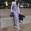 Lavender Conversational Print Mini Dress