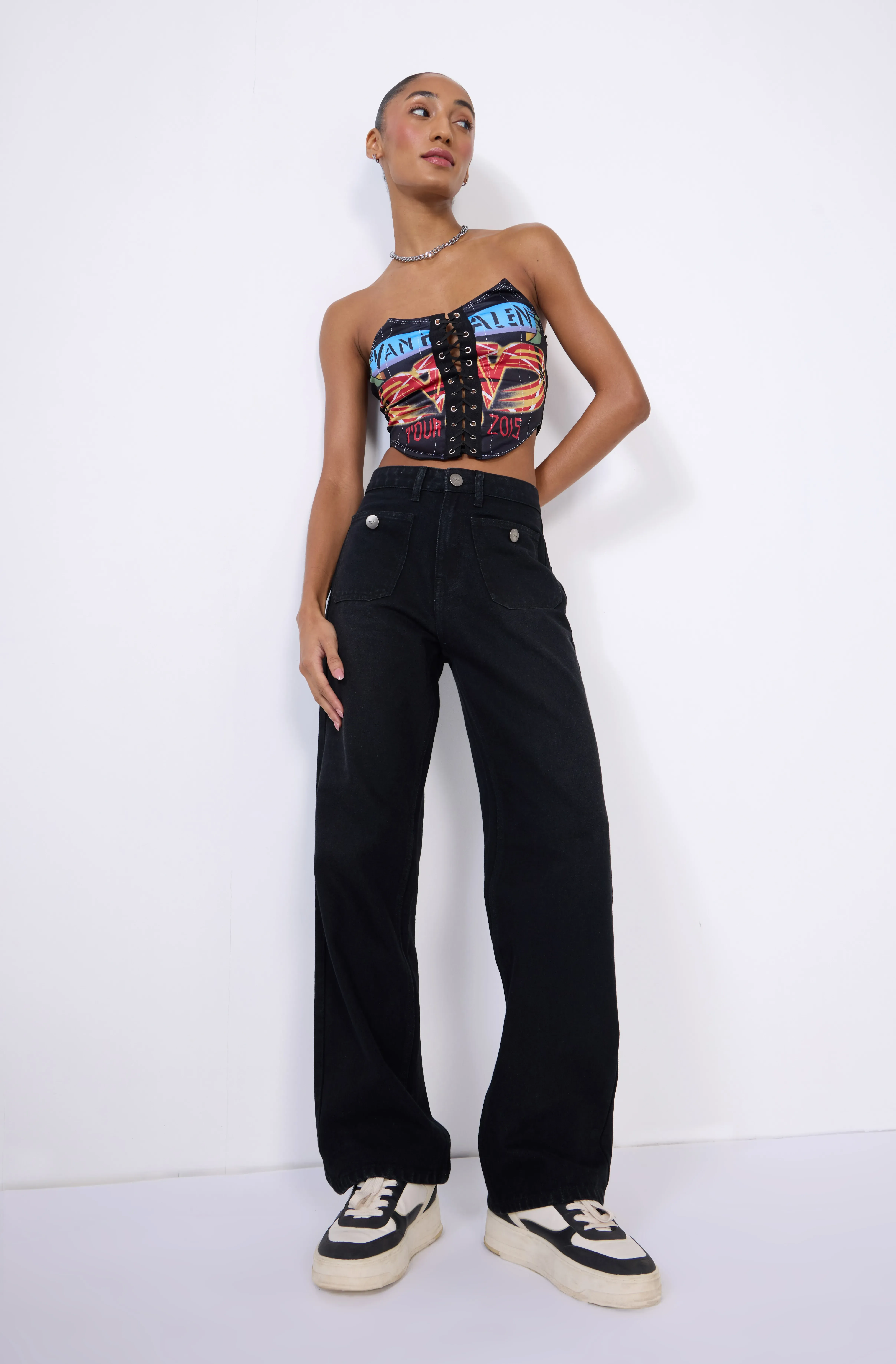 Black Solid Flared Denim Jeans NEWME