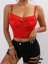 Red Lace Ruffled Spaghetti wired push up Half-Coverage Bralette