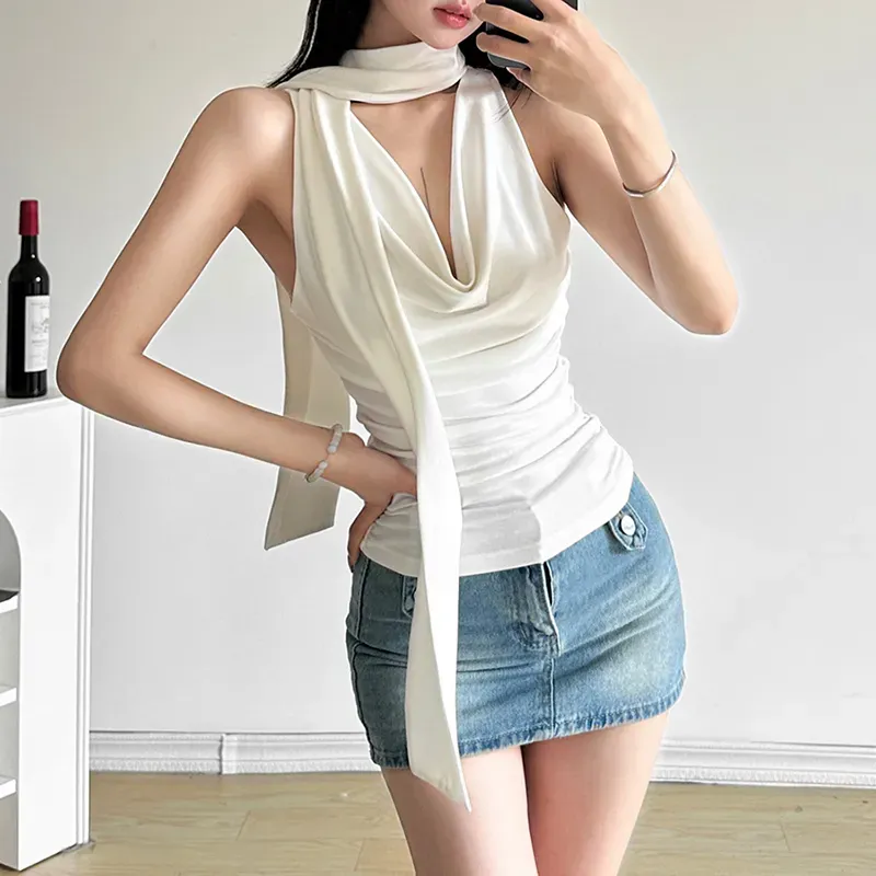 White Solid Draped Cowl Neck Top NEWME — free download