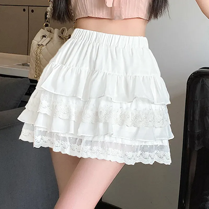 White Layered Flared Skirt - Image 1