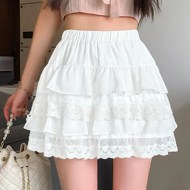 White Layered Flared Skirt - Image 2