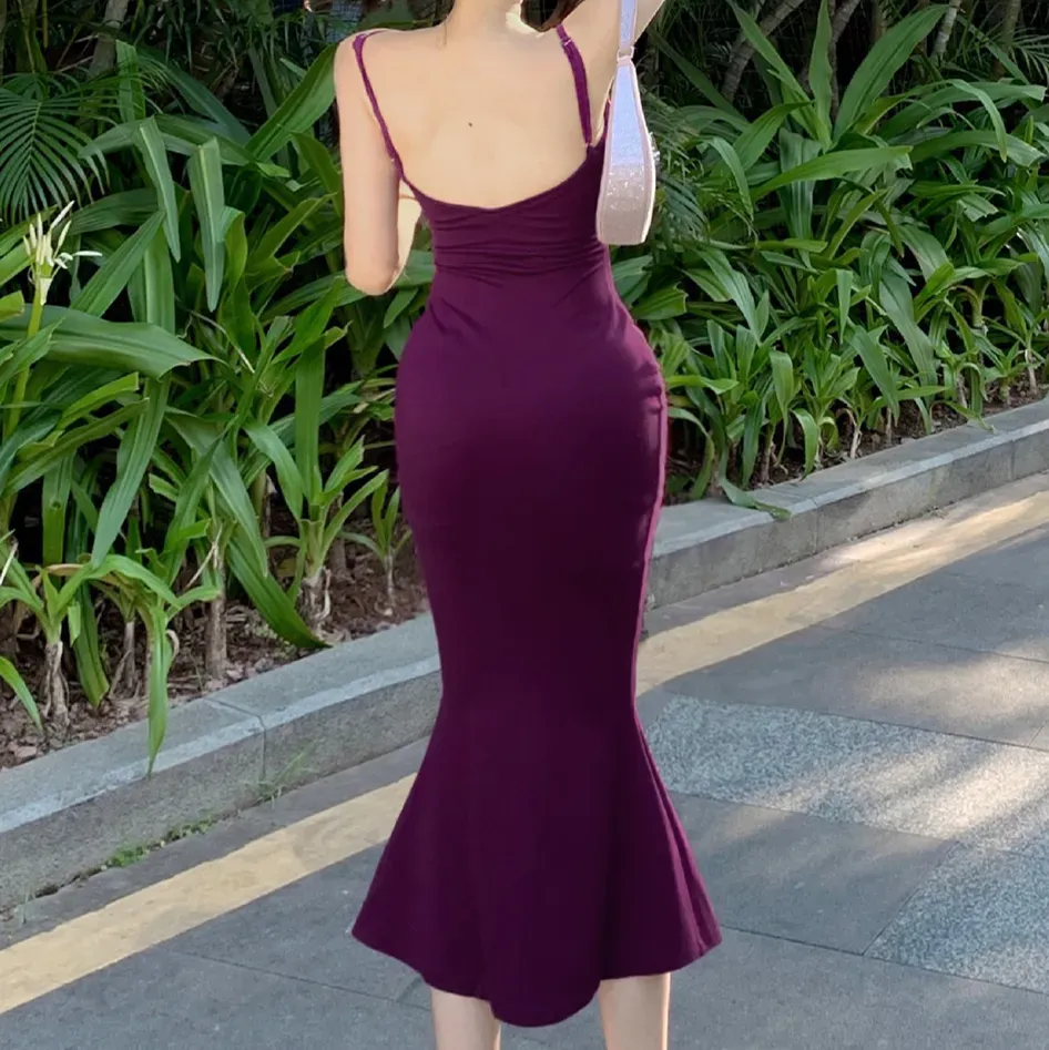 Purple Spaghetti Strap Bodycon Dress - Image 4