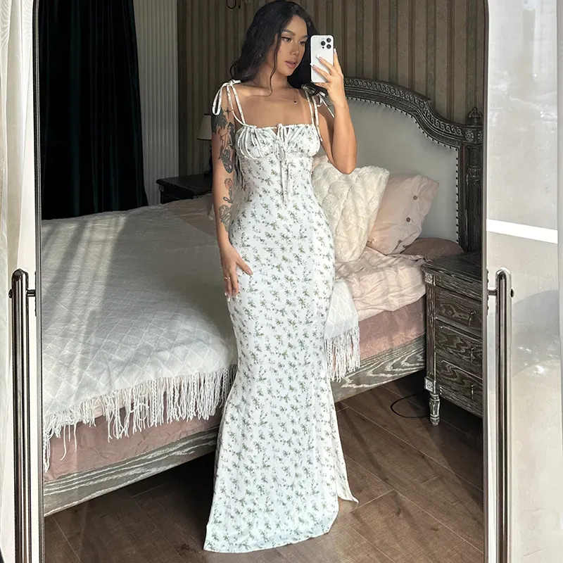 White Floral Maxi Dress - Image 2