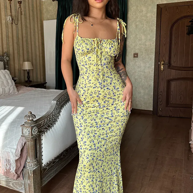 Yellow Floral Maxi Dress - Image 2