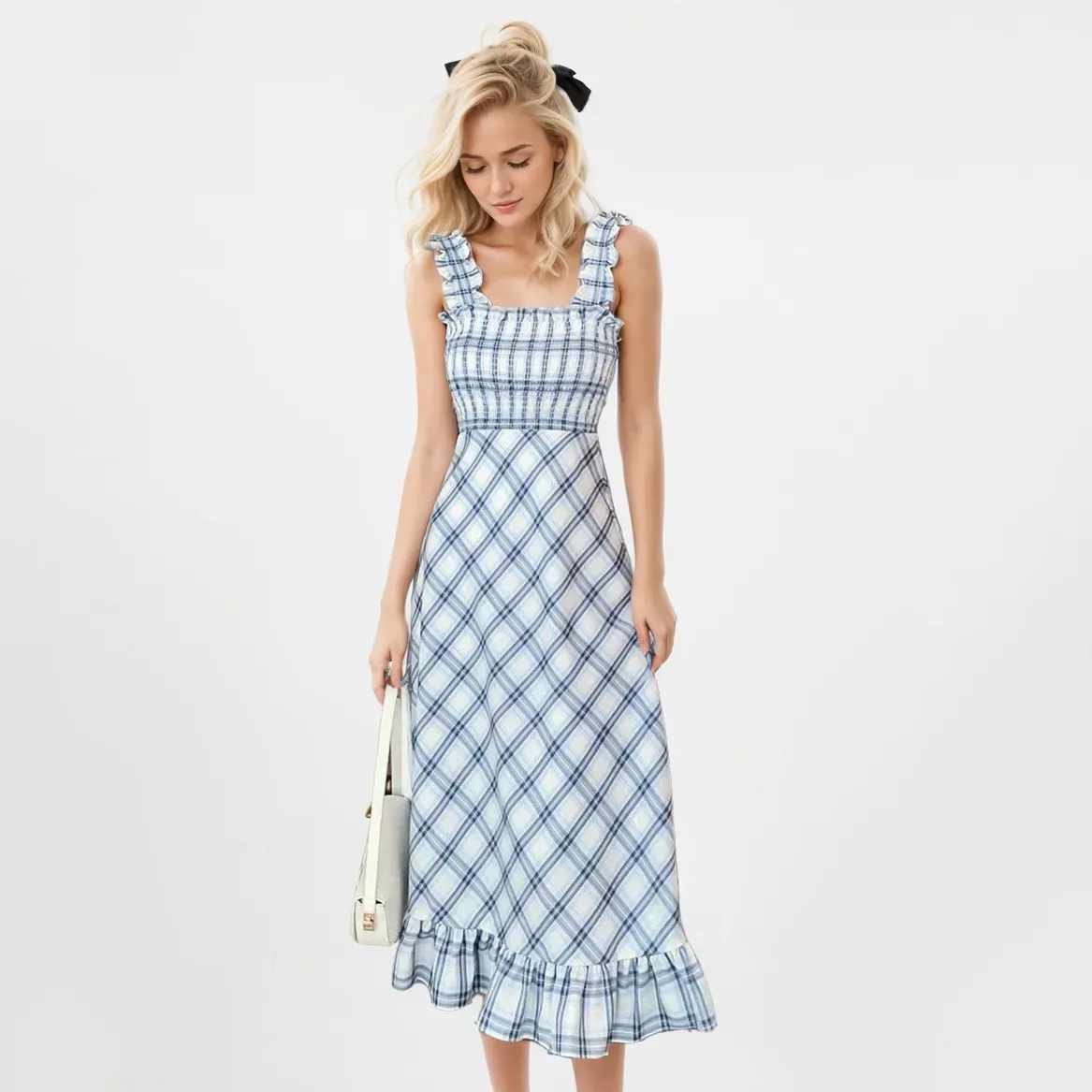 boho dresses amazon Women Short Dress,Casual Dress Vintage Ruffle Hem Smocked feature_Sexy and Sleek Size:AU30 S A L E