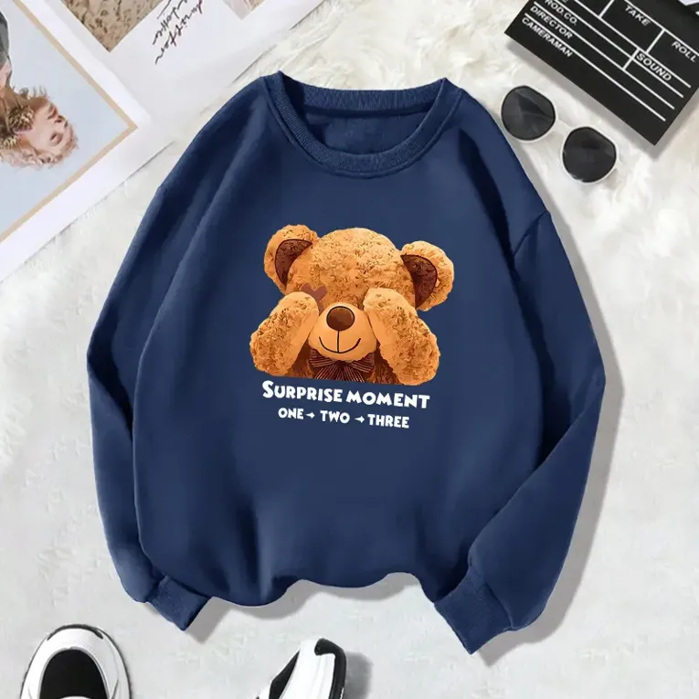 Navy Blue Graphic Crew Neck Sweatshirt - Image 1