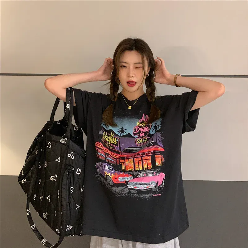 Black Graphic Oversized Tshirt - NEWME